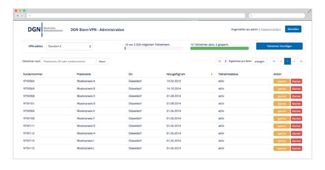 Teilnehmerverwaltung Stern VPN